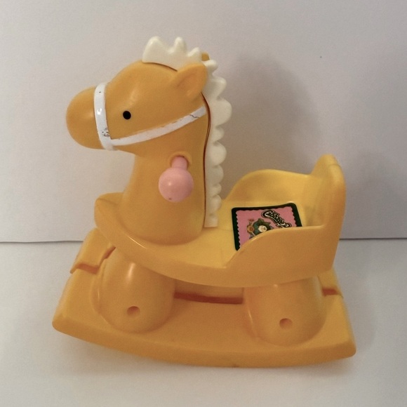 4” Vintage Cabbage Patch Wind Up Yellow Rocking Horse Toy - Doll not included - Picture 8 of 8